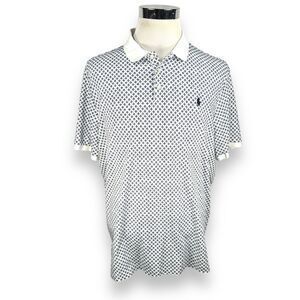 Polo Ralph Lauren Polo Shirt Men’s 2XL XXL White Blue Interlock Floral Geometric